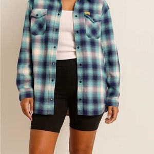 DIXXON Teal and Navy Plaid Button-Down Shirt